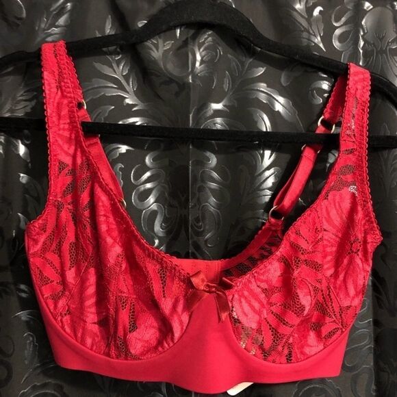 Agent Provocateur Bra Audrey Underwire lace stretch red pink adjustable 34DD - Picture 6 of 16